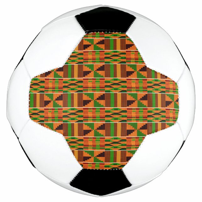 Unique African Orange Classic Kente Soccer Ball (Front)