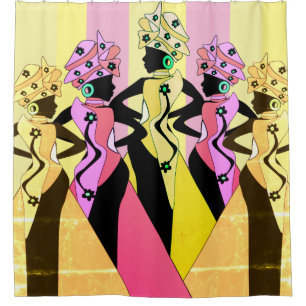 Unique Afrobohemian African Queens Black Art Shower Curtain