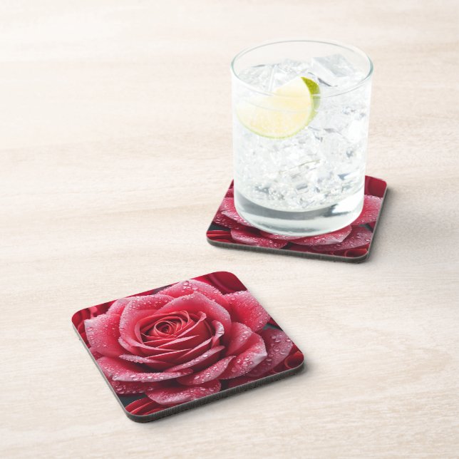 Unique AI-Generated Rose Design Beverage Coaster (Right Side)