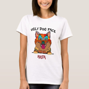 Unique Akita ugly dog face T-Shirt
