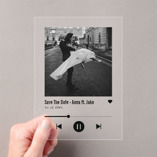 Unique Album Cover Music Song Viral Save the Date Acrylic Invitations