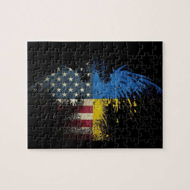 Unique American Ukrainian Eagle Flag design Jigsaw Puzzle (Horizontal)