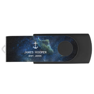 Unique anchor with name and date | Nautical Gifts Flash Drive