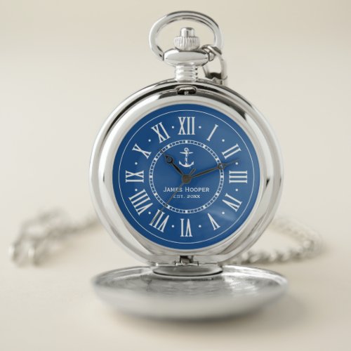 Unique anchor with name and date  Nautical Gifts Pocket Watch