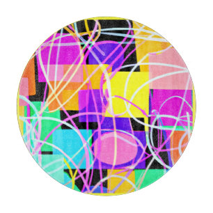 Unique And Colorful Neon Patterns Art Cutting Board
