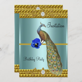 Unique and Elegant Gold  and  Peacock Invitation