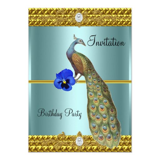 Unique and Elegant Gold and Peacock Invitation | Zazzle