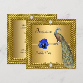 Unique and Elegant Gold  and  Peacock Invitation