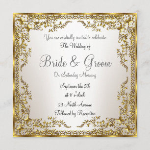 Unique and Elegant  Gold Sepia  Wedding Invitation