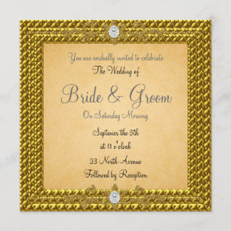 Unique and Elegant  Gold   Wedding Invitation