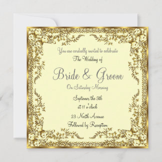 Unique and Elegant  Gold  Wedding Invitation