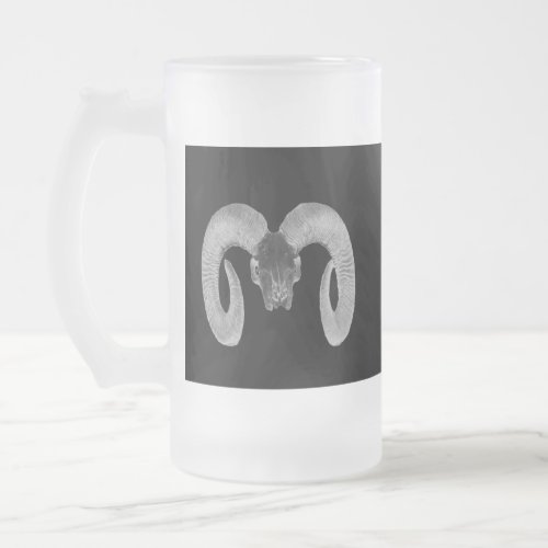 unique and handmade  goat skull frosted glass beer mug