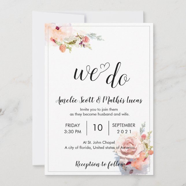 Unique and minimalist wedding Invitations (Front)