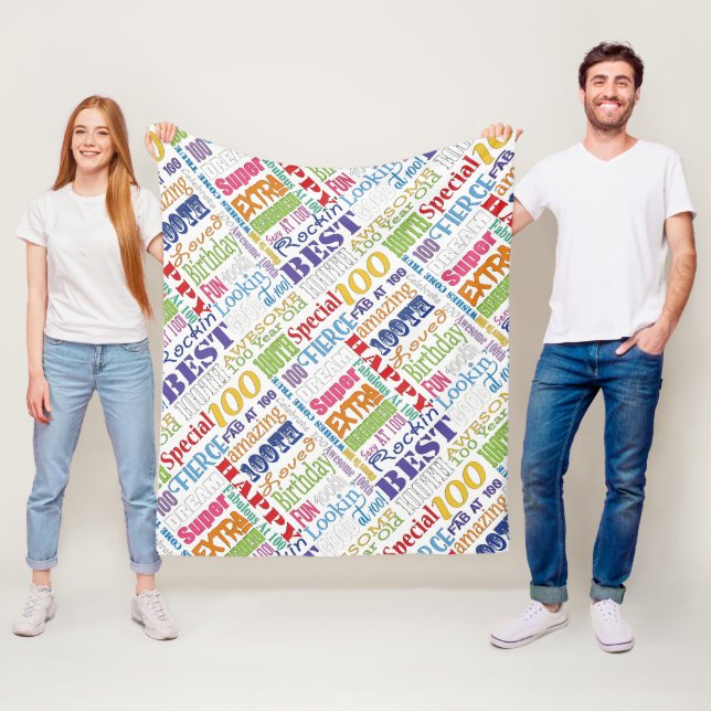 Unique And Special 100th Birthday Party Gifts Fleece Blanket (In Situ)