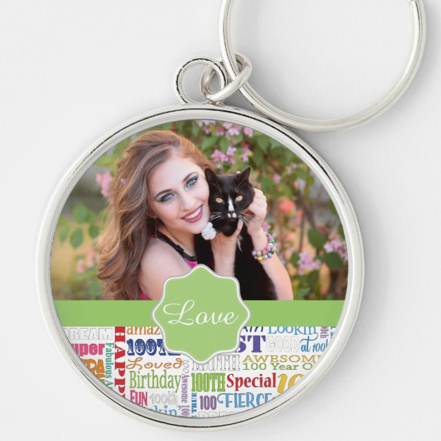 Unique And Special 100th Birthday Party Gifts Keychain (Front)