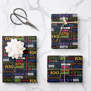 Unique And Special 100th Birthday Party Gifts Wrapping Paper Sheets