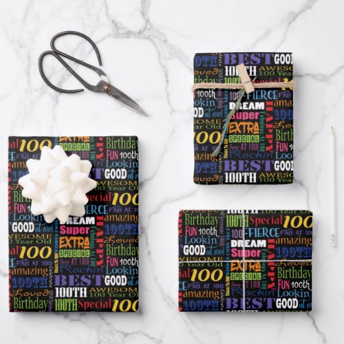 Unique And Special 100th Birthday Party Gifts Wrapping Paper Sheets