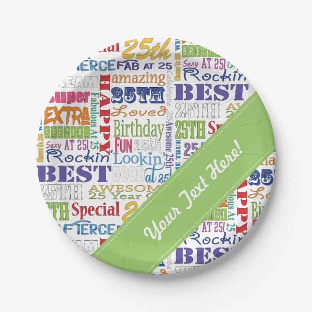Unique And Special 25th Birthday Party Gifts Paper Plates (Front)