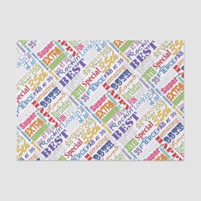 Unique And Special 35th Birthday Party Gifts Tissue Paper (Front)