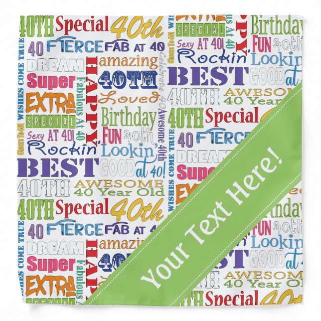Unique And Special 40th Birthday Party Gifts Bandana (Front)