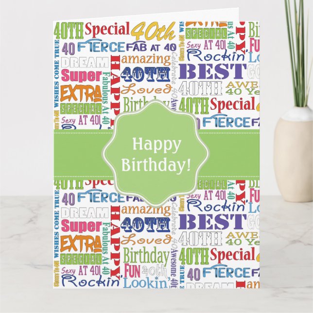 Unique And Special 40th Birthday Party Gifts Card (Front)