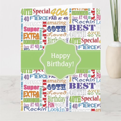 Unique And Special 40th Birthday Party Gifts Card