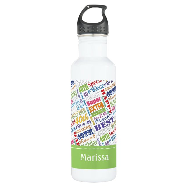 Unique And Special 40th Birthday Party Gifts Water Bottle (Front)