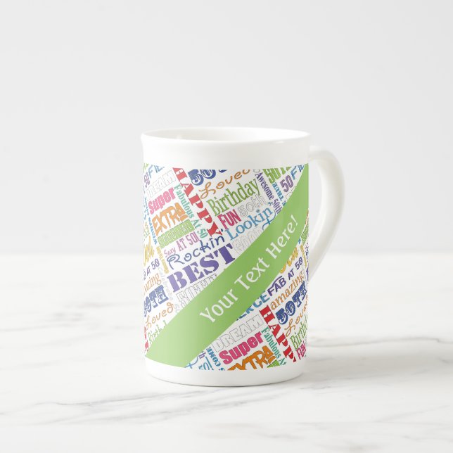 Unique And Special 50th Birthday Party Gifts Bone China Mug (Front Right)