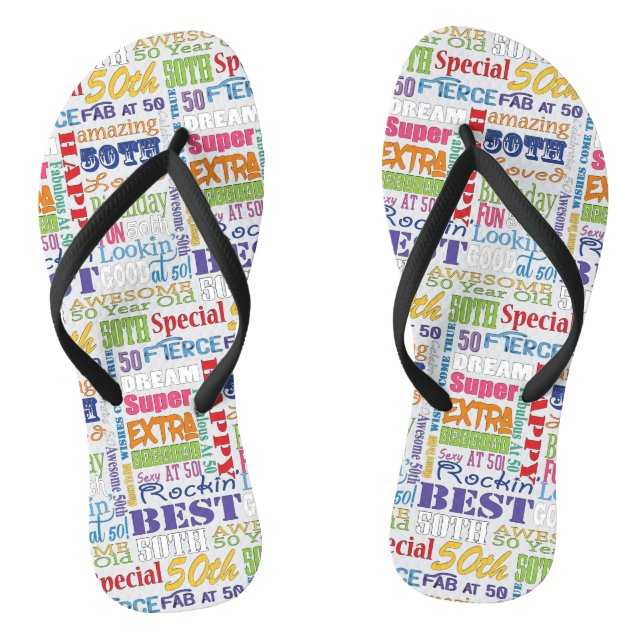 Unique And Special 50th Birthday Party Gifts Flip Flops (Footbed)