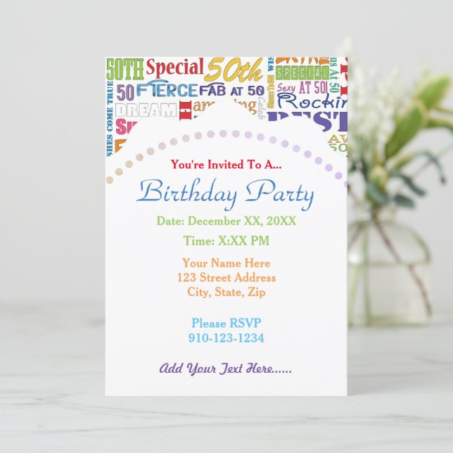 Unique And Special 50th Birthday Party Gifts Invitation (Standing Front)