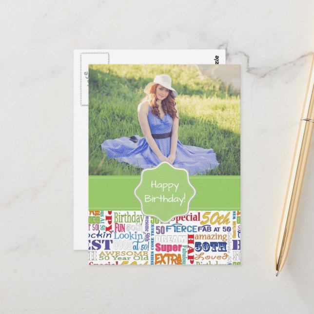 Unique And Special 50th Birthday Party Gifts Postcard (Front/Back In Situ)