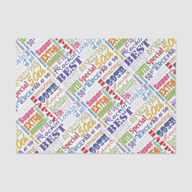 Unique And Special 50th Birthday Party Gifts Tissue Paper (Front)