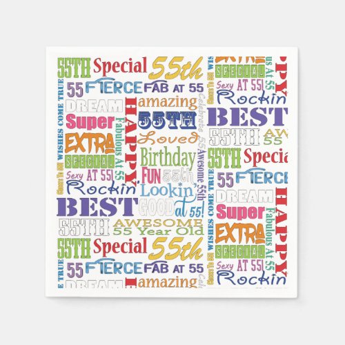 Unique And Special 55th Birthday Party Gifts Paper Napkins