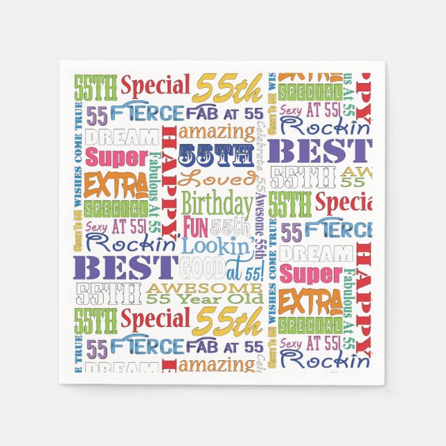 Unique And Special 55th Birthday Party Gifts Paper Napkins (Front)