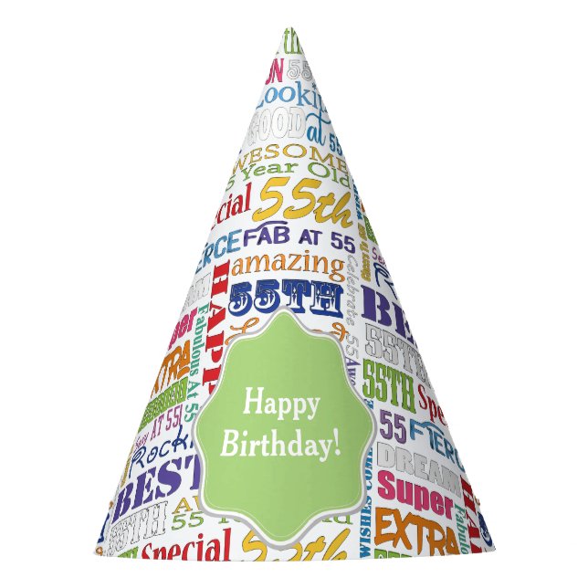 Unique And Special 55th Birthday Party Gifts Party Hat (Front)