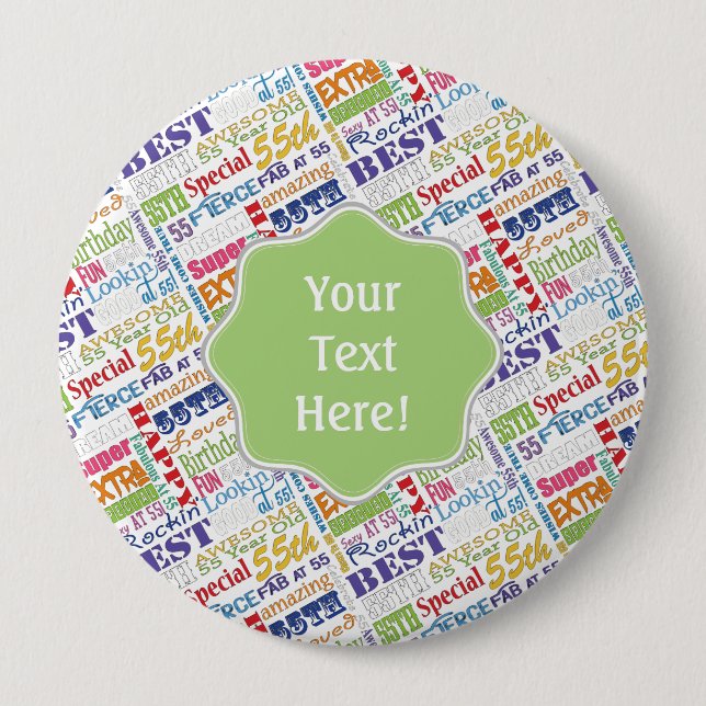 Unique And Special 55th Birthday Party Gifts Pinback Button (Front)