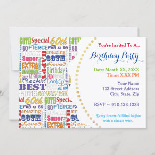 Unique And Special 60th Birthday Party Gifts Invitation