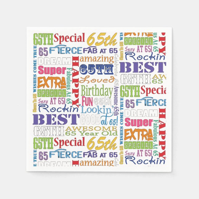 Unique And Special 65th Birthday Party Gifts Paper Napkins (Front)