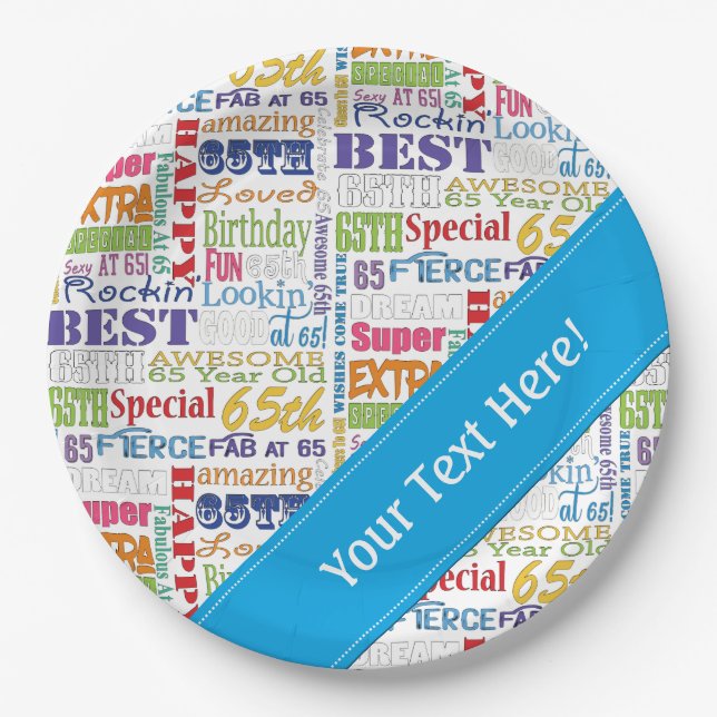 Unique And Special 65th Birthday Party Gifts Paper Plates (Front)