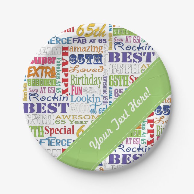 Unique And Special 65th Birthday Party Gifts Paper Plates (Front)