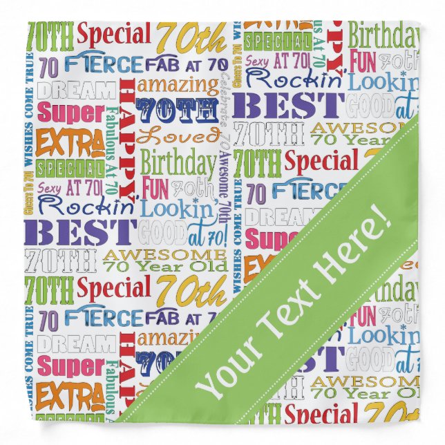Unique And Special 70th Birthday Party Gifts Bandana (Front)