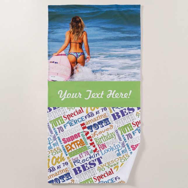 Unique And Special 70th Birthday Party Gifts Beach Towel (Front)