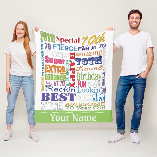 Unique And Special 70th Birthday Party Gifts Fleece Blanket (In Situ)