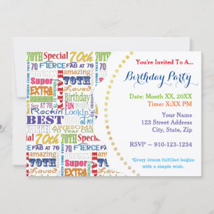 Unique And Special 70th Birthday Party Gifts Invitation