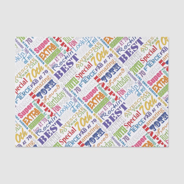 Unique And Special 70th Birthday Party Gifts Tissue Paper (Front)