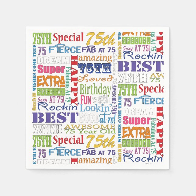 Unique And Special 75th Birthday Party Gifts Paper Napkins (Front)
