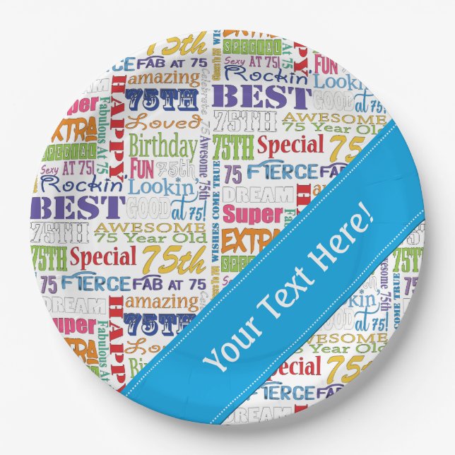 Unique And Special 75th Birthday Party Gifts Paper Plates (Front)