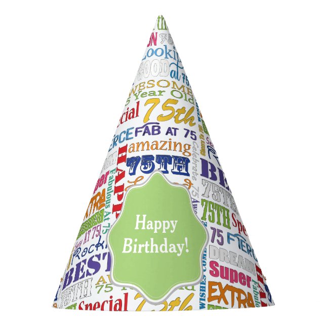 Unique And Special 75th Birthday Party Gifts Party Hat (Front)