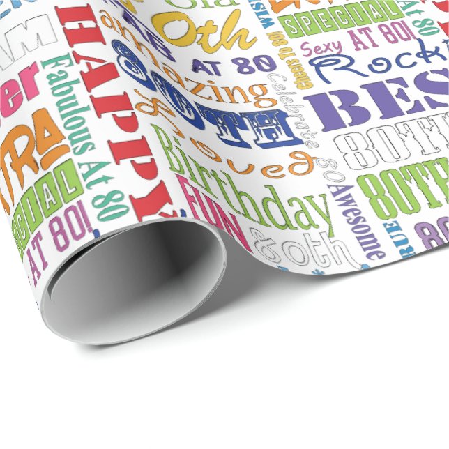 Unique And Special 80th Birthday Party Gift Wrapping Paper (Roll Corner)