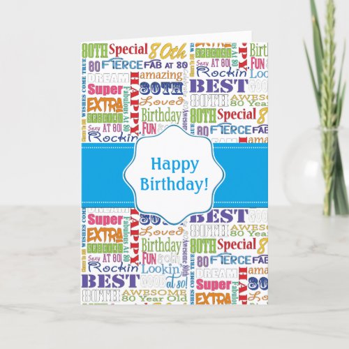 Unique And Special 80th Birthday Party Gifts Card